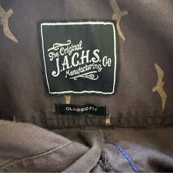 Vintage Original J.A.C.H.S. Classic Fit Charcoal Shirt Brown Birds -Men XL - Picture 5 of 6